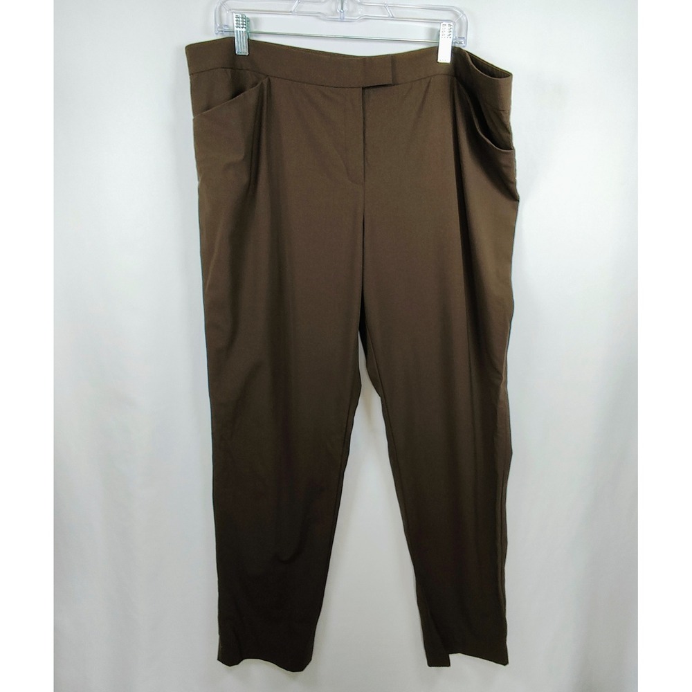 Lafayette 148 New York Dress Pants Women's Size 16 Brown Virgin Wool Tapered